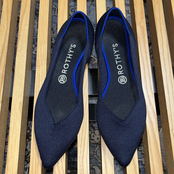Rothy's Maritime Navy Blue Rubber Pointed Toe Flats 9.5 - Picture 2 of 5
